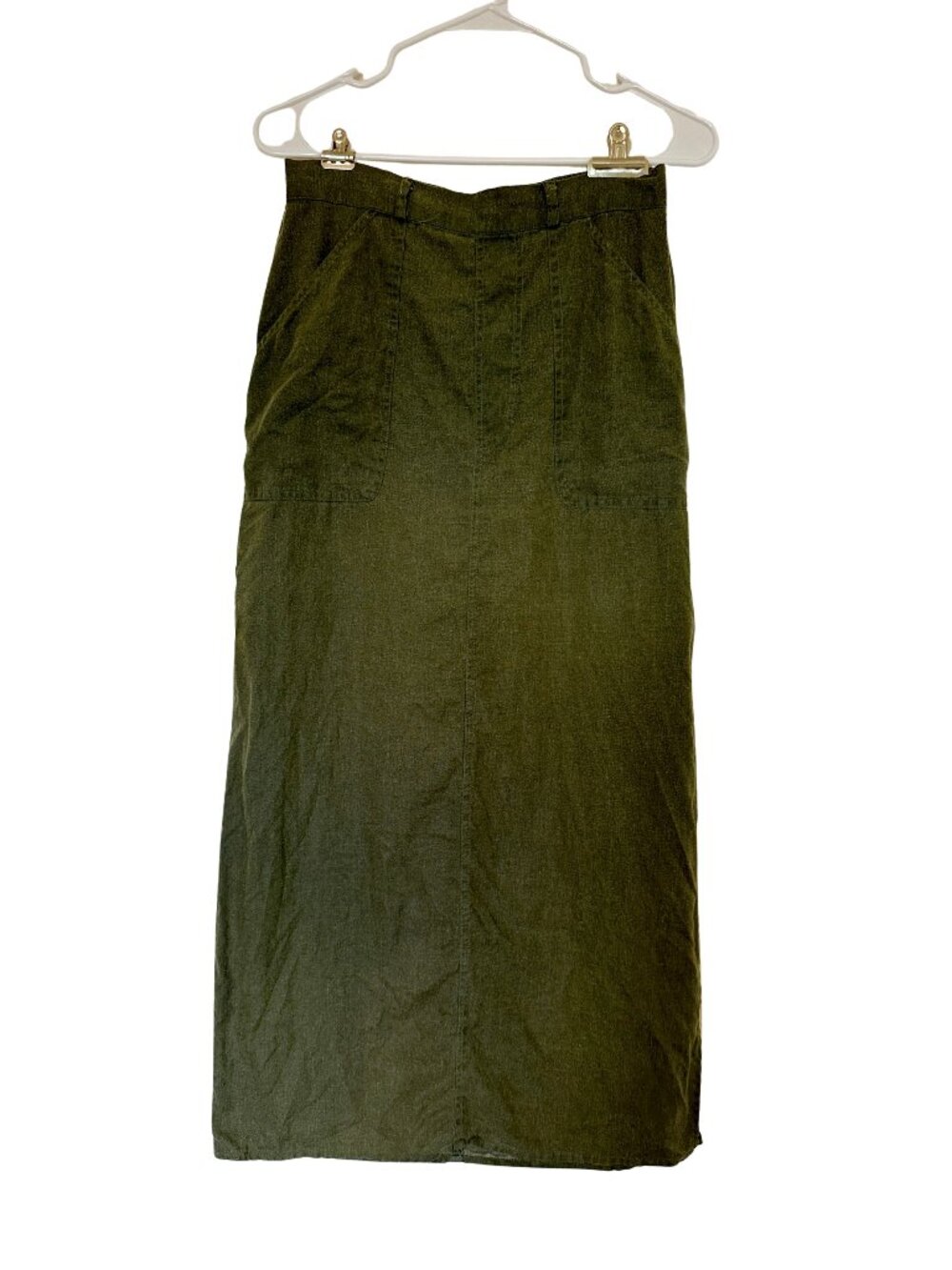 100% Linen Skirt | Size Small | Olive Green